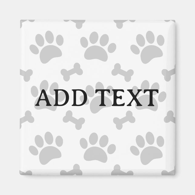 Gray Paws And Bones Pattern Magnet (Front)