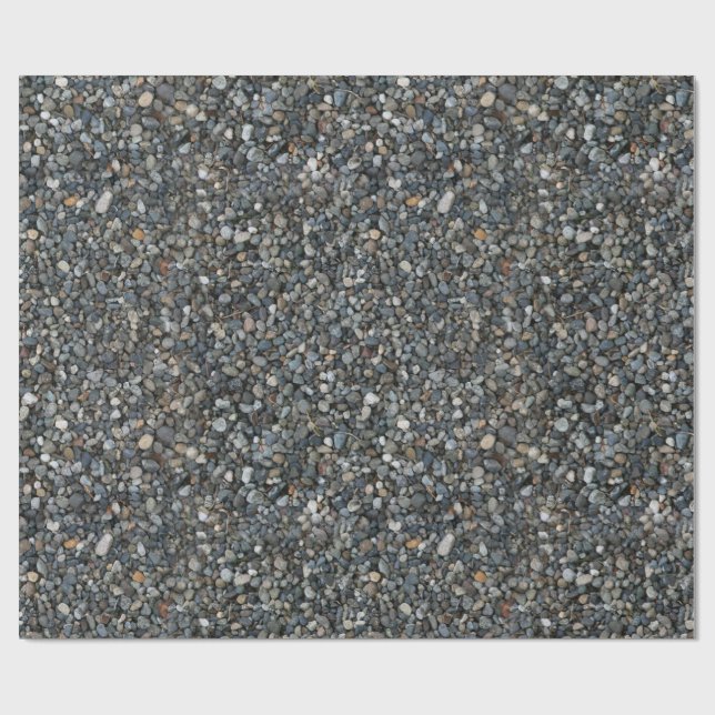 Gray Pea Gravel Rocks Pebbles Wrapping Paper (Flat)
