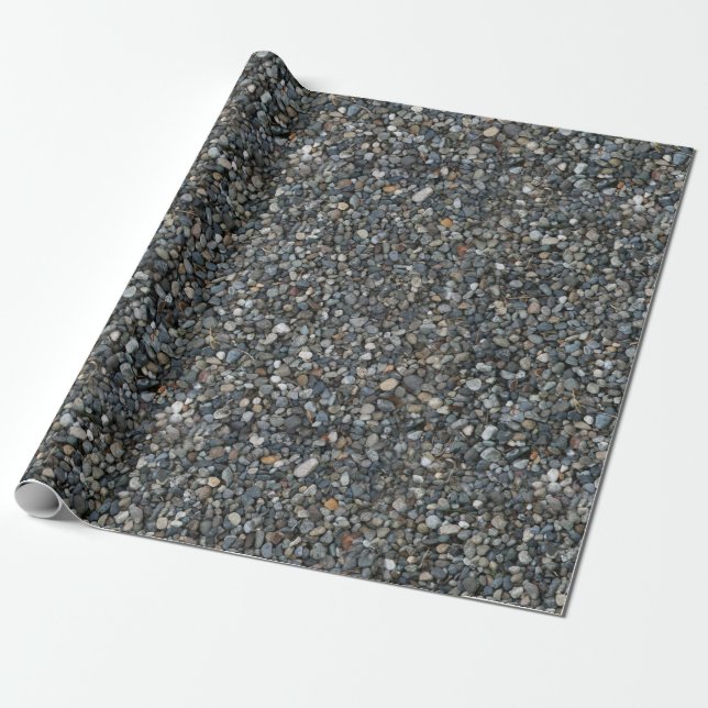 Gray Pea Gravel Rocks Pebbles Wrapping Paper (Unrolled)
