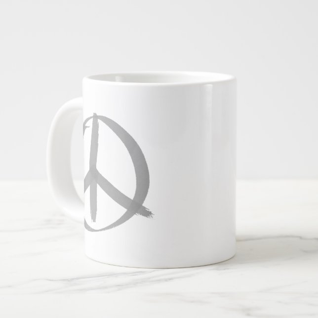 Gray Peace Sign Large Coffee Mug (Front Left)