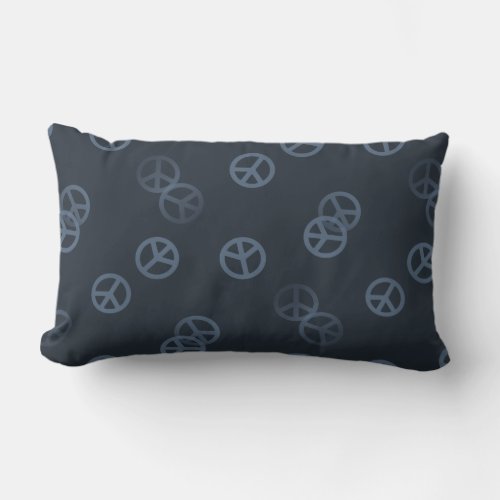 Gray Peace Sign Pattern Lumbar Pillow