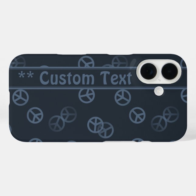Gray Peace Sign Pattern w/ Custom Text Case-Mate iPhone Case (Back (Horizontal))