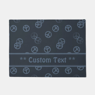 Gray Peace Sign Pattern w/ Custom Text Doormat