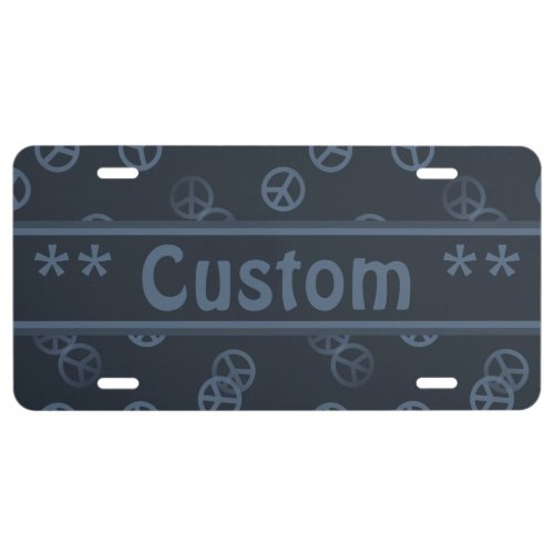 Gray Peace Sign Pattern w Custom Text License Plate