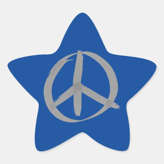 Gray Peace Sign Star Sticker (Front)