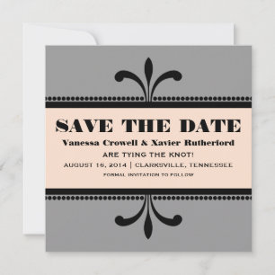 Gray/Peach Fancy Art Deco Save the Date Invite