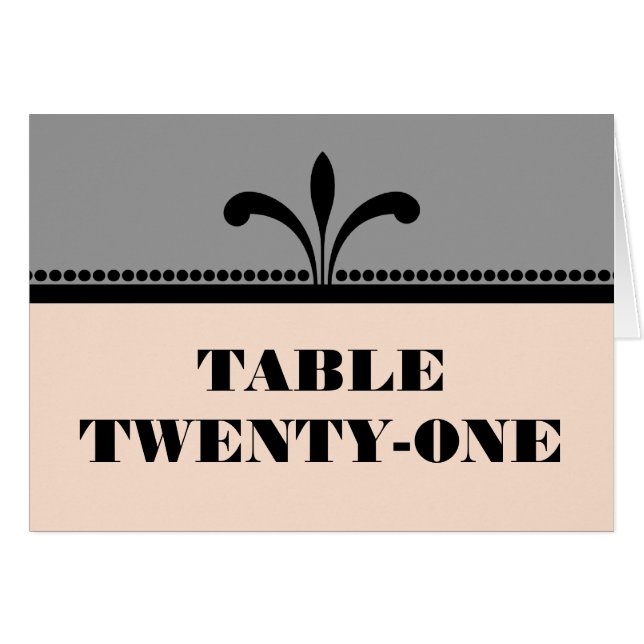 Gray/Peach Fancy Art Deco Table Number Card (Front Horizontal)