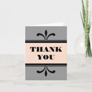 Gray/Peach Fancy Art Deco Thank You Card