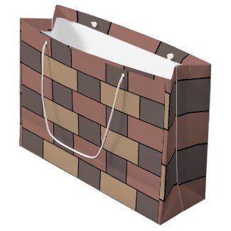 Gray Peach Pink Brick Wall Large Gift Bag