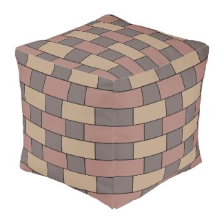 Gray Peach Pink Brick Wall Pouf