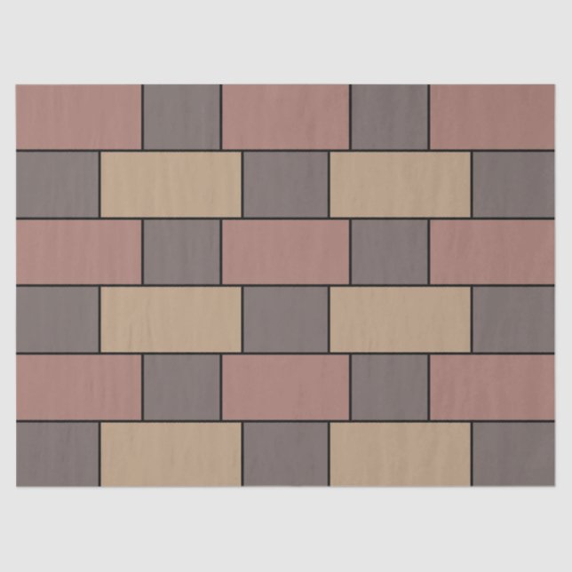 Gray Peach Pink Brick Wall Tissue Paper (Front)
