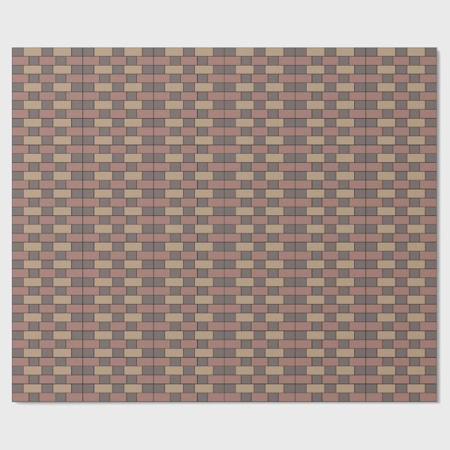 Gray Peach Pink Brick Wall Wrapping Paper (Flat)