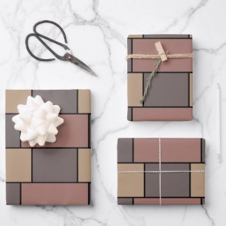 Gray Peach Pink Brick Wall Wrapping Paper Sheets