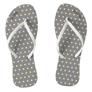 Gray & Peach Polka Dot - Flip Flops