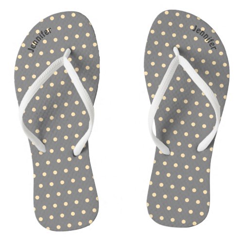 Gray  Peach Polka Dot _ Flip Flops