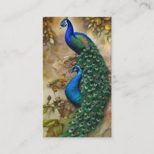 Gray Peacock Art Watercolor Painting Calling Card