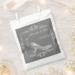 Gray Peacock Flourish Wedding Favor Bag<br><div class="desc">Pass out wedding favors for your guests with a set of Gray Peacock Flourish Wedding Favor Bag.  Bag design features an elegant peacock adorned with flourishes. Personalize with the groom and bride's names along with the wedding date. Additional wedding stationery available with this design as well.</div>