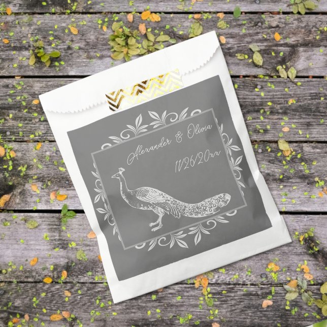 Gray Peacock Flourish Wedding Favor Bag (Gray Peacock Flourish Wedding Favor Bags)