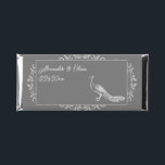 Gray Peacock Flourish Wedding Hershey Bar Favors<br><div class="desc">Pass out wedding favors for your guests with Gray Peacock Flourish Wedding Hershey Bar Favors.  Wrapper design features an elegant peacock adorned with flourishes.  Personalize with the groom and bride's names along with the wedding date. Additional wedding stationery available with this design as well.</div>