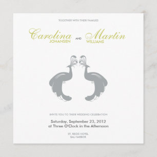 Gray Peacocks II Wedding Invite