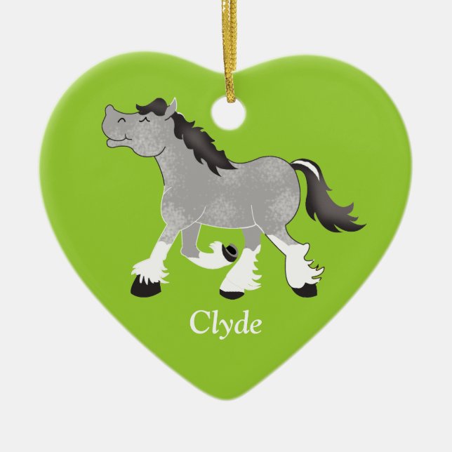 Gray Percheron Draft Horse Custom Ornament (Front)
