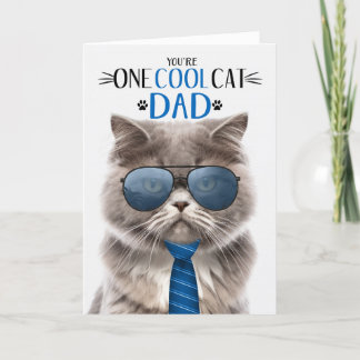 Gray Persian Cat Father's Day One Cool Cat Holiday Card