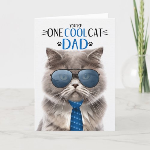Gray Persian Cat Fathers Day One Cool Cat Holiday Card