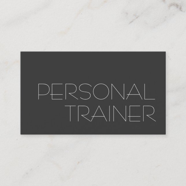 Gray Personal Trainer Fitness Business Card (Front)