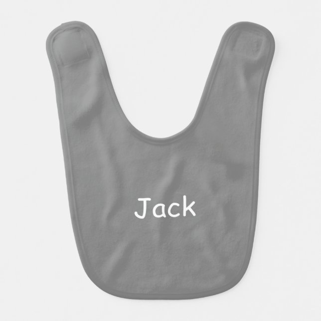 Gray Personalized Baby Bib (Front)