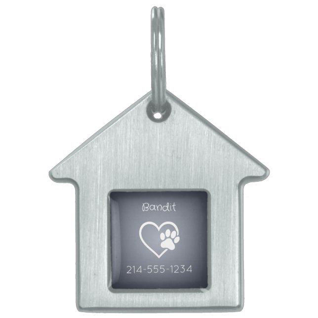 Gray Personalized Dog ID Tag Name & Phone (Front)