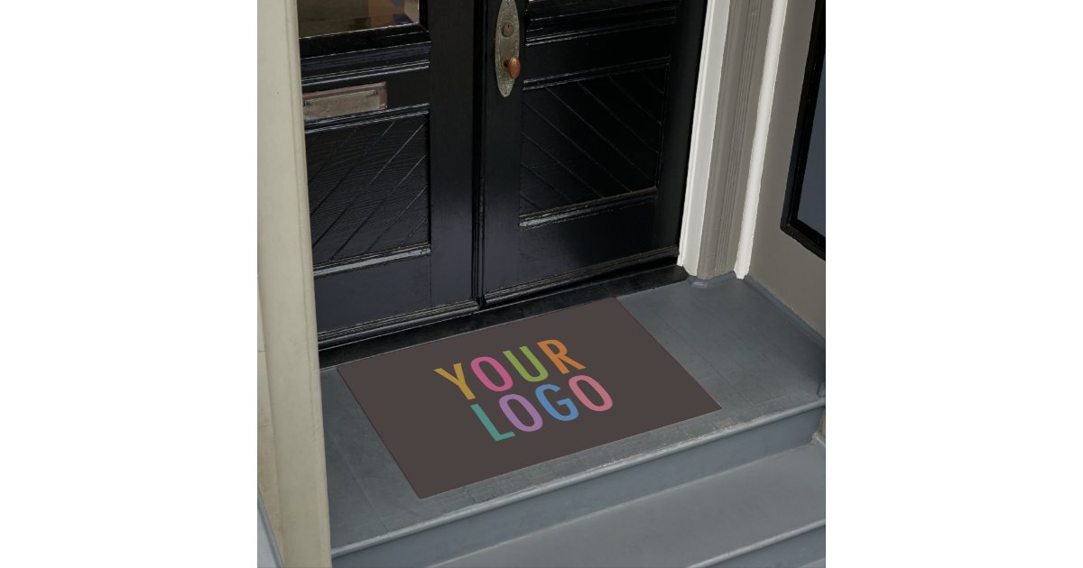 Gray Personalized Doormat Company Logo Mat