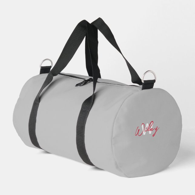 Gray Personalized Duffle Bag (Left Corner)