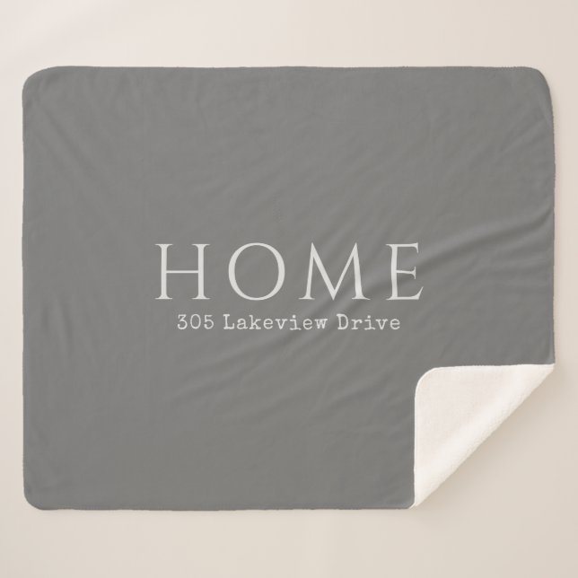 Gray Personalized Home Typography with Address Sherpa Blanket (Front (Horizontal))