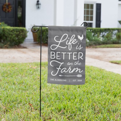 Gray  Personalized Life is Better on the Farm Garden Flag