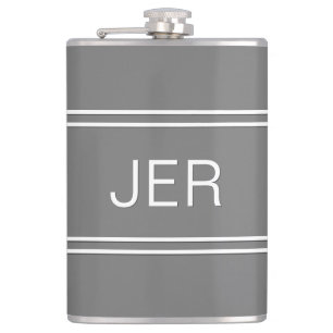 Gray Personalized Monogrammed Initials Drink Flask