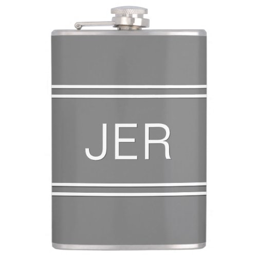 Gray Personalized Monogrammed  Initials Drink Flask