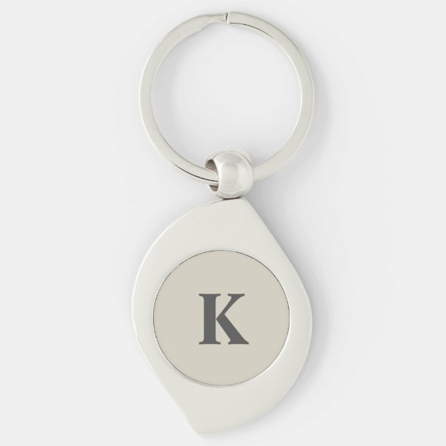 Gray personalized Monogrammed Keychain (Front)