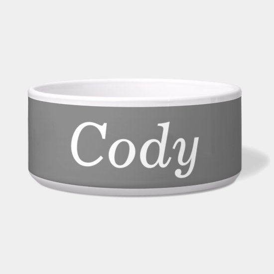 Gray personalized pet bowl