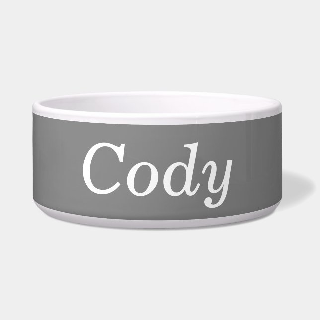 Gray personalized pet bowl (Front)