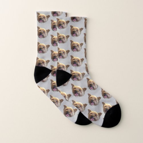 Gray Personalized Pet Photo Christmas Present Socks