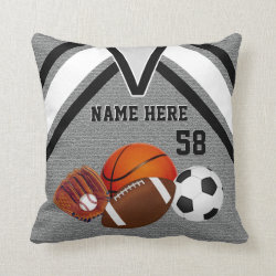 Gray Personalized Sports Throw Pillows Sports Room