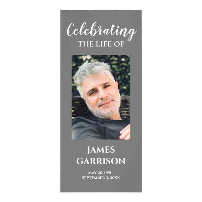 Gray Photo Celebration of Life Memorial Program (Front)