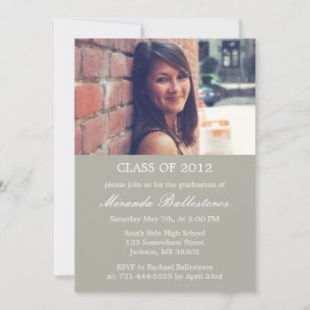 Gray Photo Design Graduation Announcements by AllyJCat at Zazzle