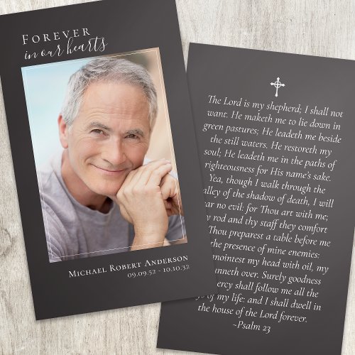Gray Photo Memorial Prayer Card