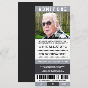 Gray Photo Memorial Service Ticket Invite