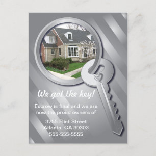Gray Photo Template Key Ring New Home Postcard