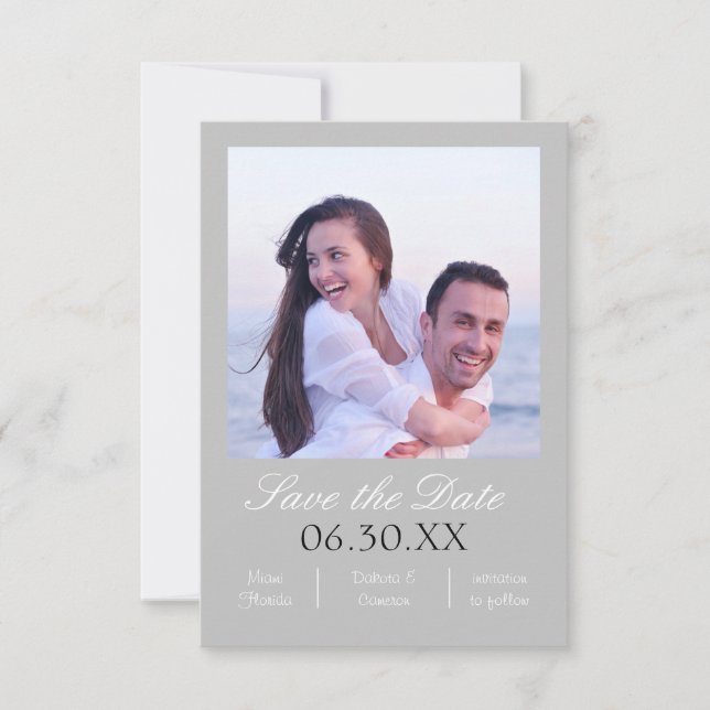 Gray Photo Vertical - 3x5 Save the Date (Front)