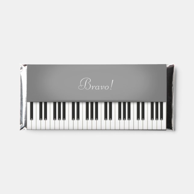 Gray Piano Keyboard Instrument Custom Message Hershey Bar Favors (Front)