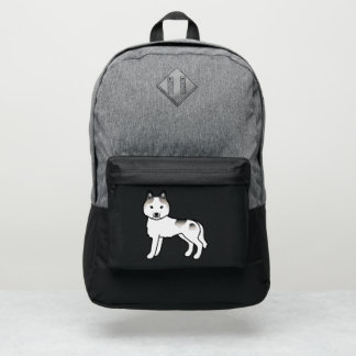 Gray Piebald Siberian Husky Cute Cartoon Dog Port Authority® Backpack