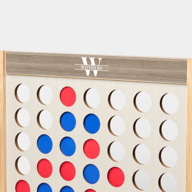 Gray Pine Wood Custom Message Monogram Fast Four (Front Top)